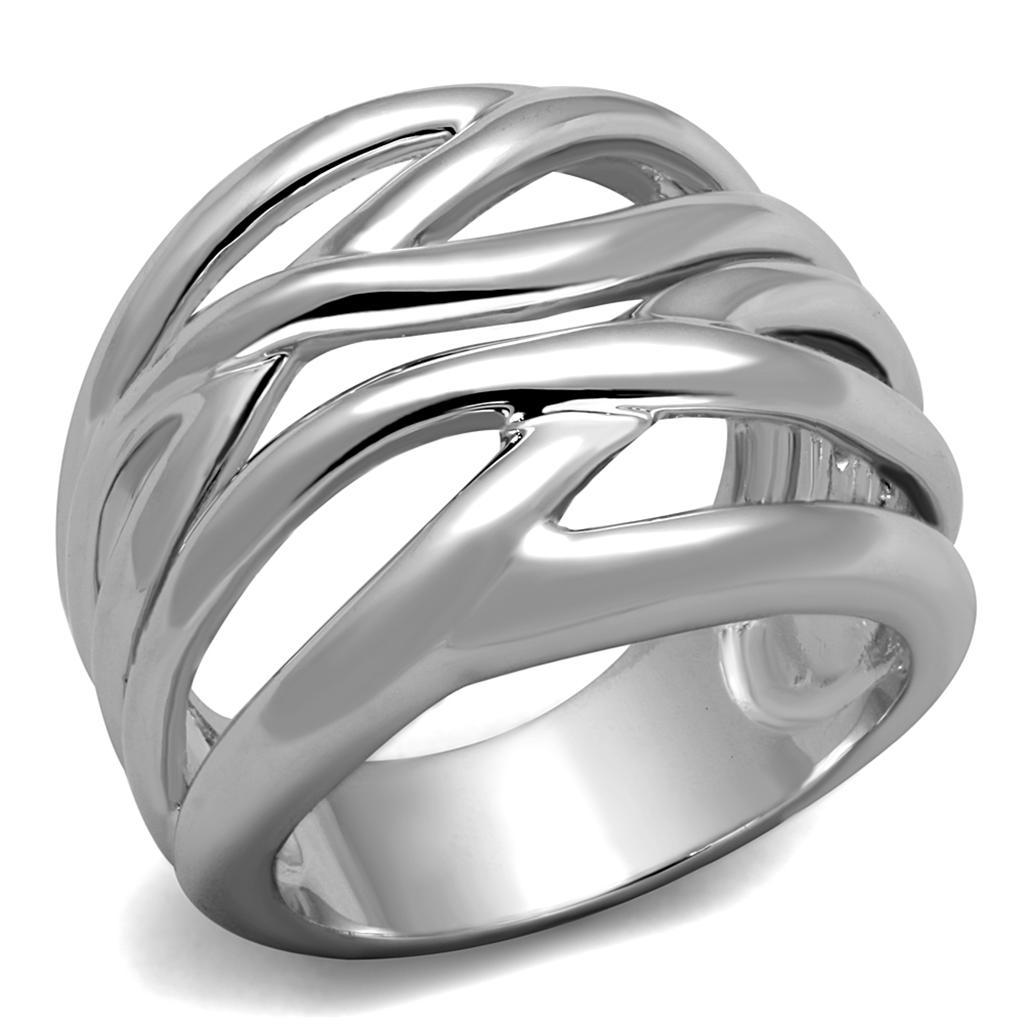 JCE1067 Rhodium Brass Ring with No Stone