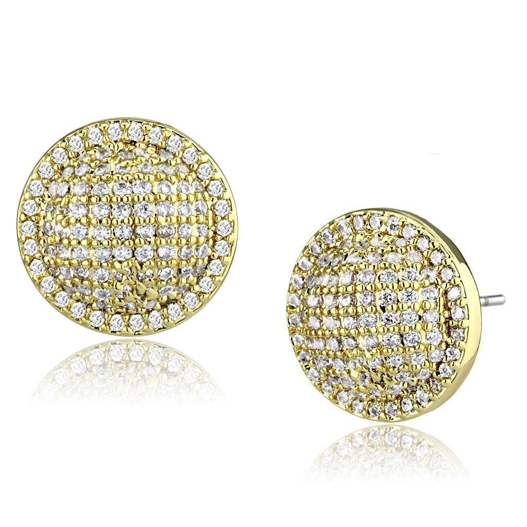 JCE1258 Gold Brass Earrings with AAA Grade CZ  in Clear
