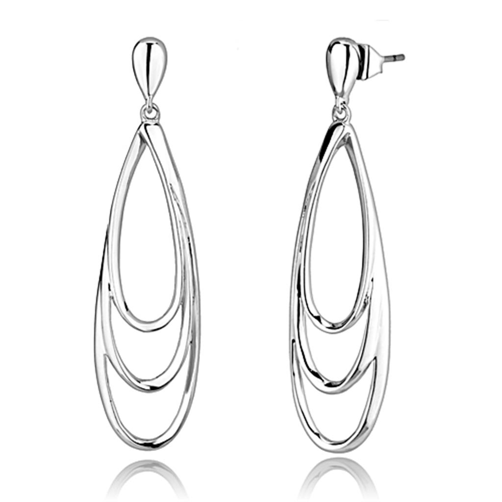 JCE349 Rhodium Brass Earrings with No Stone