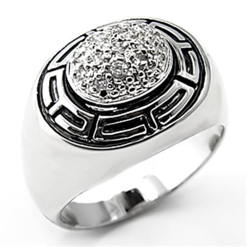 JCE2231 Rhodium 925 Sterling Silver Ring with AAA Grade CZ  in Clear