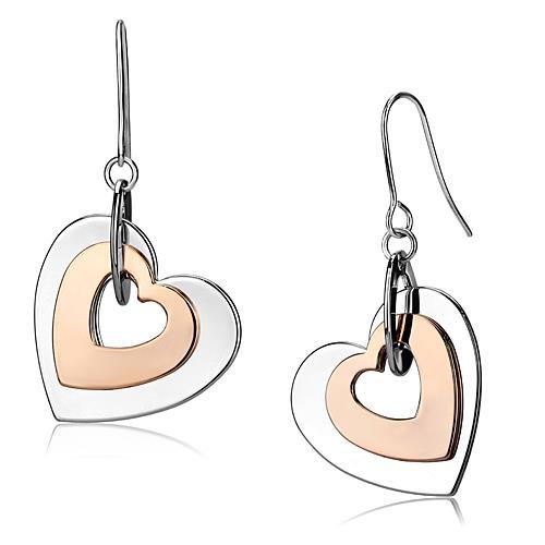 JCE2675 Rose Gold + Rhodium Iron Earrings with No Stone