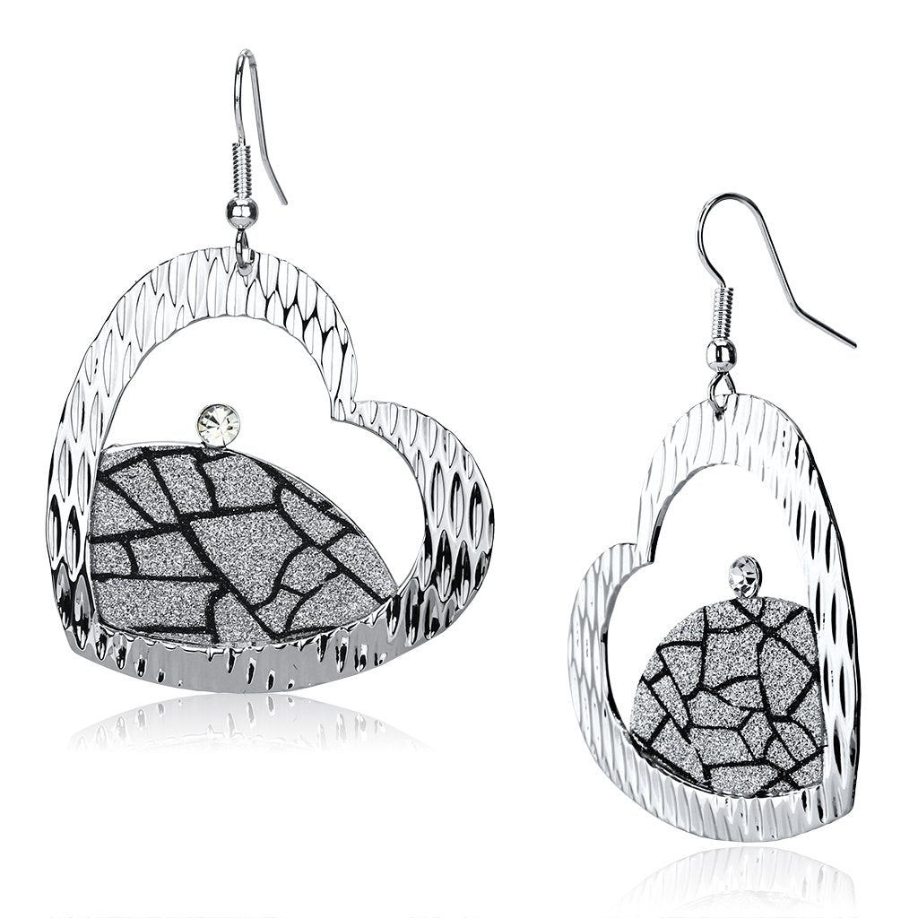 JCE2724 Rhodium Iron Earrings with Top Grade Crystal  in Clear