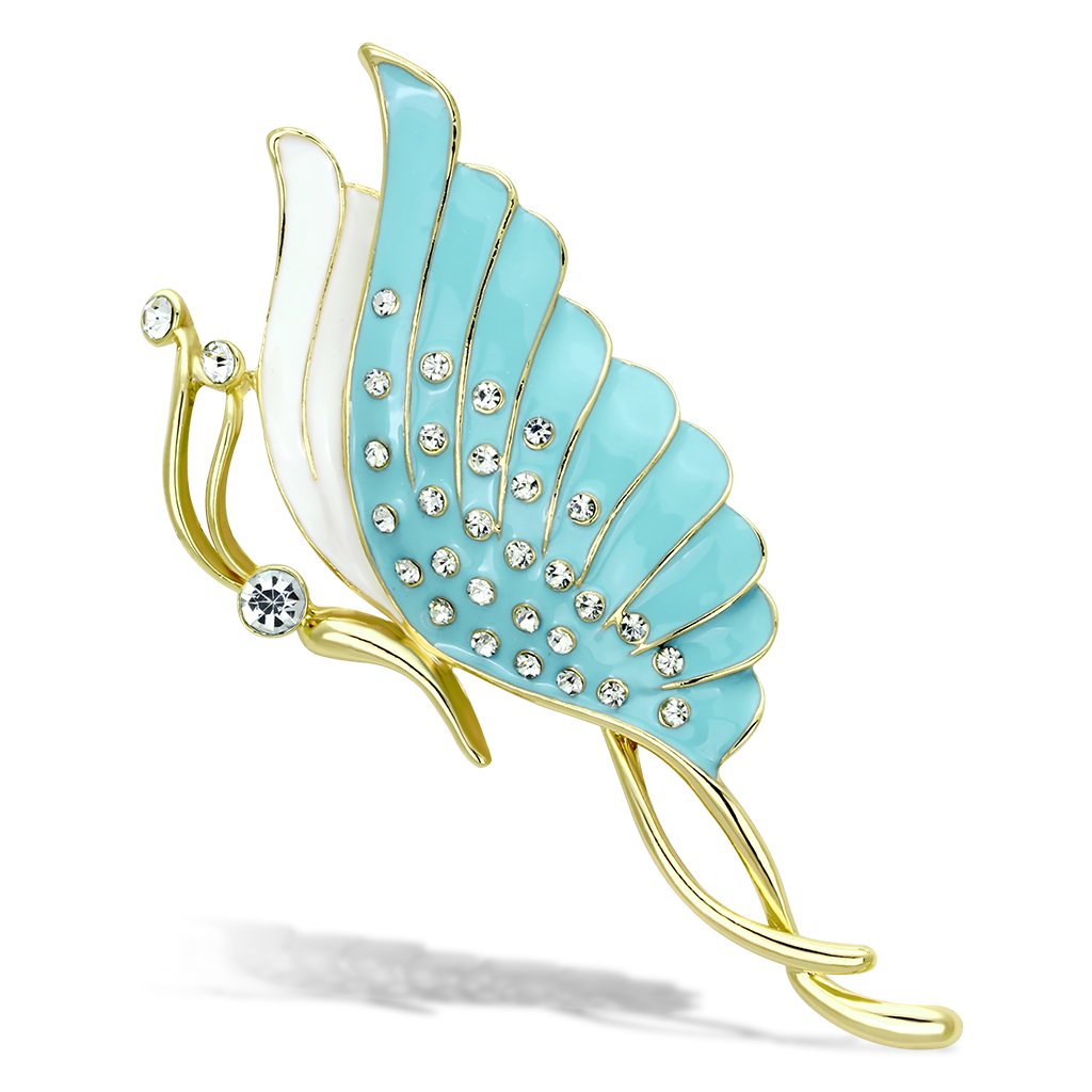JCE2772 Flash Rose Gold White Metal Brooches with Top Grade Crystal  in Clear