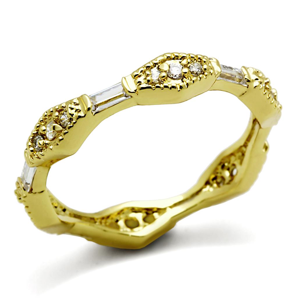 JCE3552 Gold Brass Ring with AAA Grade CZ  in Clear