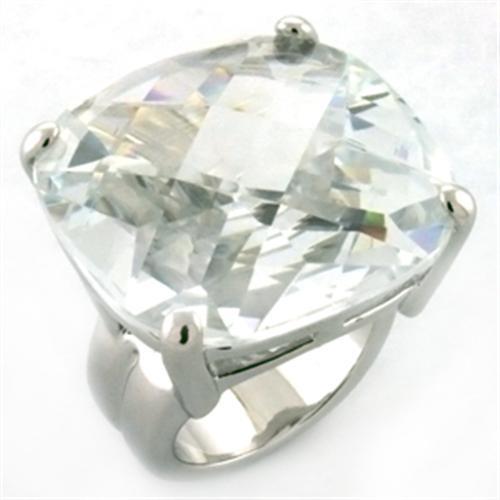JCEA677 Rhodium Brass Ring with AAA Grade CZ  in Clear
