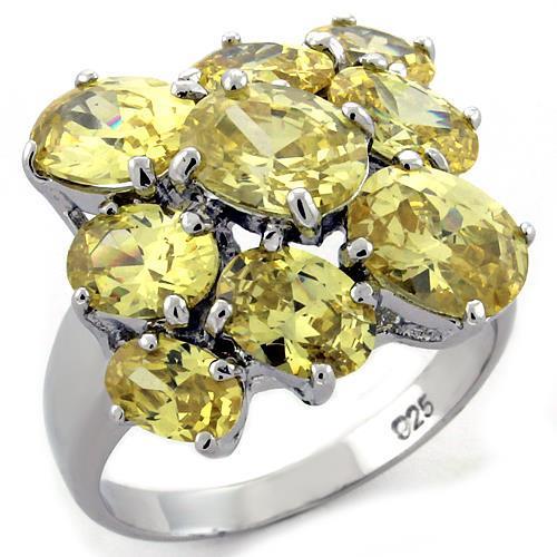 JCEAS1109 Rhodium 925 Sterling Silver Ring with AAA Grade CZ  in Topaz