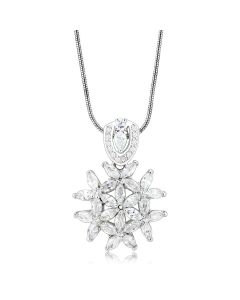 JCES067 Rhodium 925 Sterling Silver Pendant with AAA Grade CZ  in Clear