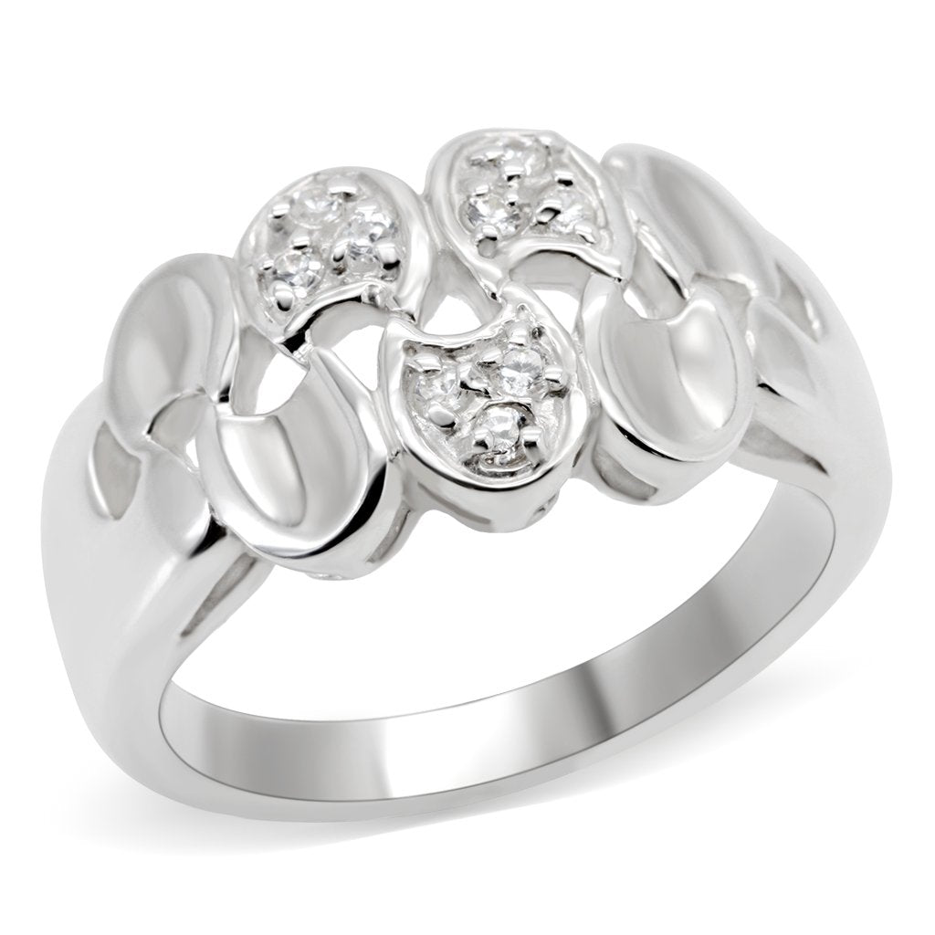 JCES523 Silver 925 Sterling Silver Ring with AAA Grade CZ  in Clear