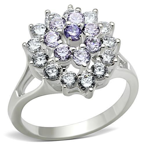 JCE037 Silver 925 Sterling Silver Ring with AAA Grade CZ  in Multi Color