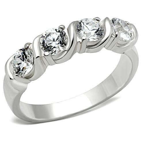 JCE063 Silver 925 Sterling Silver Ring with AAA Grade CZ  in Clear