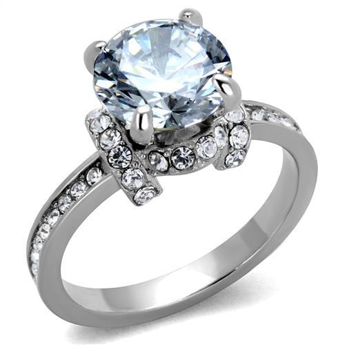 JCE1859 No Plating Stainless Steel Ring with AAA Grade CZ  in Clear