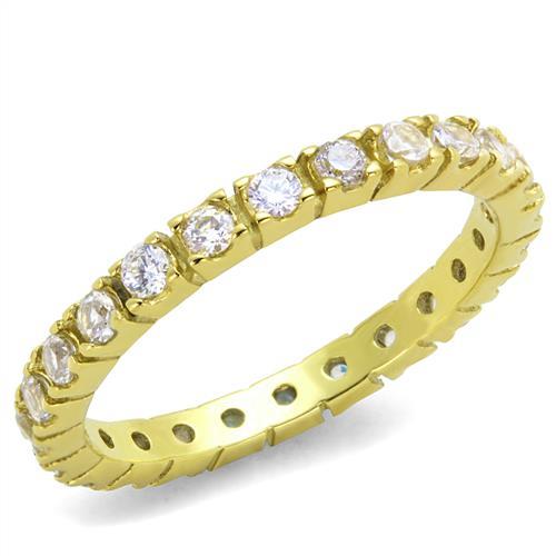 JCE45202G IP Gold(Ion Plating) Stainless Steel Ring with AAA Grade CZ  in Clear