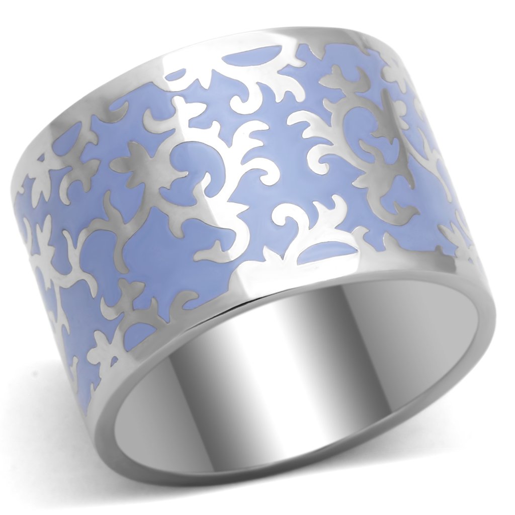 JCE825 High polished (no plating) Stainless Steel Ring with Epoxy  in Amethyst
