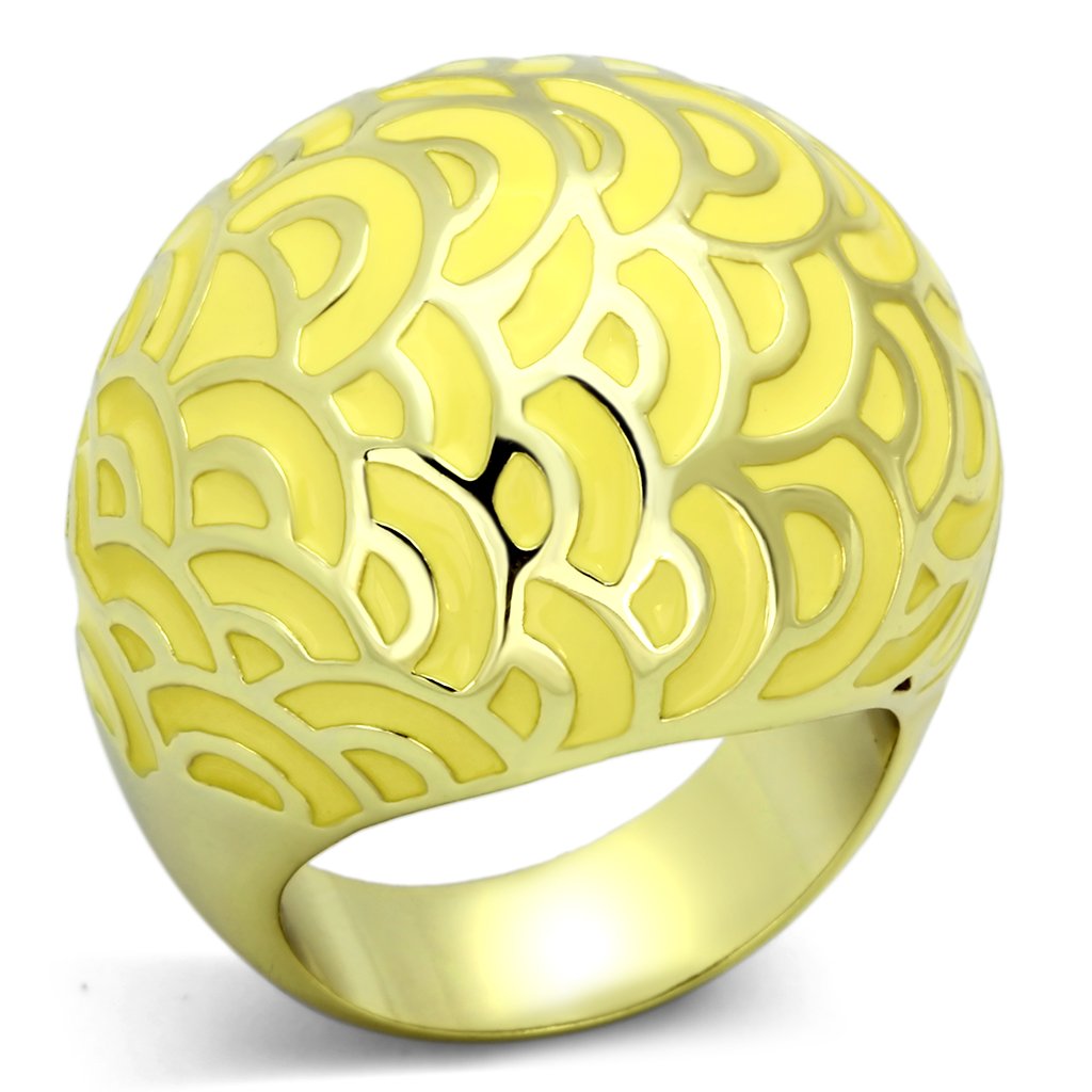 JCE873 IP Gold(Ion Plating) Stainless Steel Ring with Epoxy  in Topaz