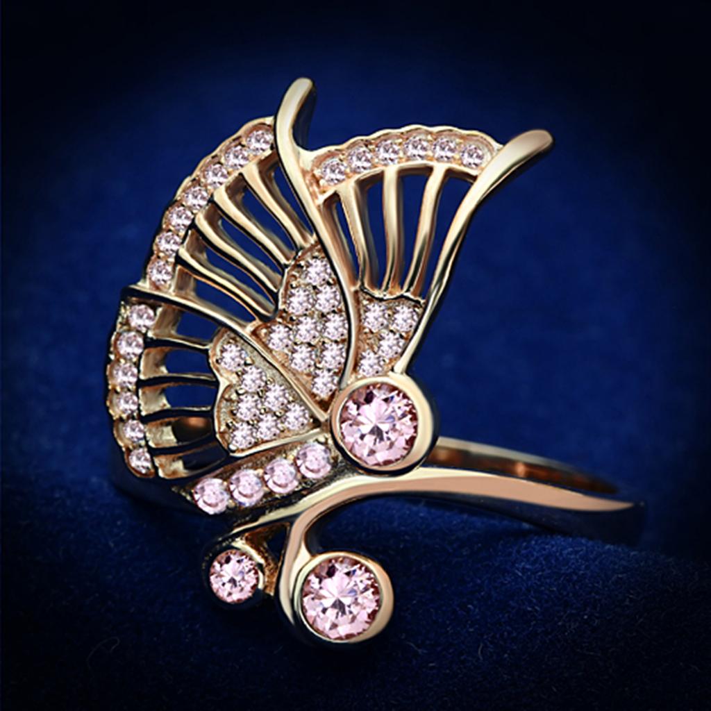 JCE094 Rose Gold 925 Sterling Silver Ring with AAA Grade CZ  in Rose